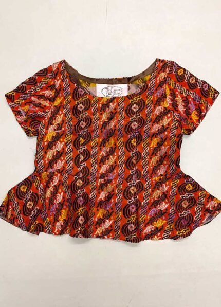 Red Brocade Peplum Crop-Top - ref 99 - Resale item - Approx 12-14