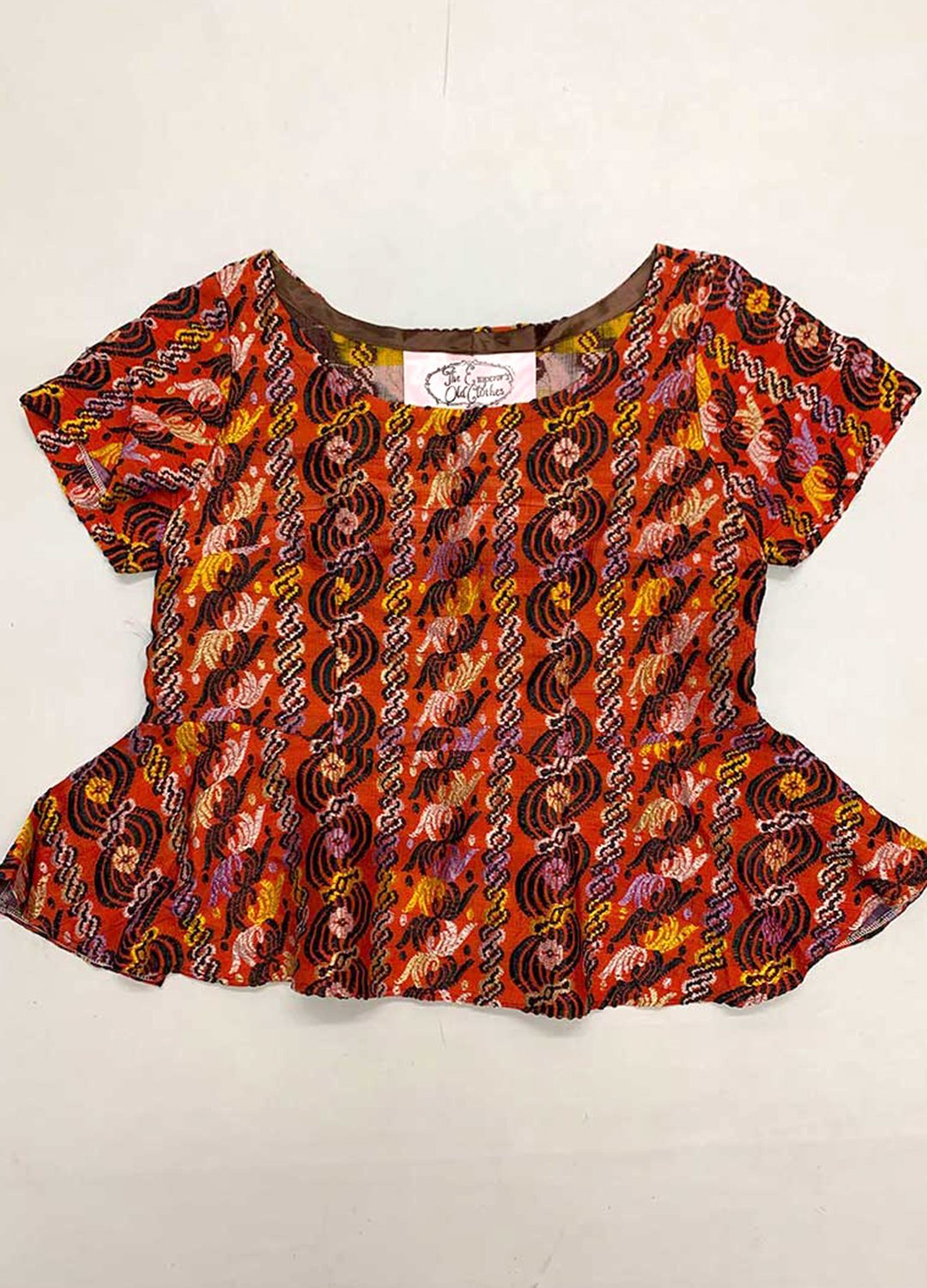 Red Brocade Peplum Crop-Top - ref 99 - Resale item - Approx 12-14 1 Red Brocade Peplum Crop-Top - ref 99 - Resale item - Approx 12-14
