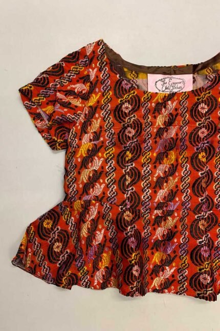 Red Brocade Peplum Crop-Top - ref 99 - Resale item - Approx 12-14
