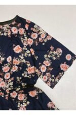 Navy Floral Skater Dress- ref 3 - Resale item - Approx 14-16