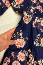 Navy Floral Skater Dress- ref 3 - Resale item - Approx 14-16