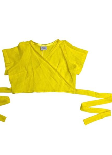 Yellow cheesecloth wrapover crop top - ref 137 - Resale item - UK 14-16