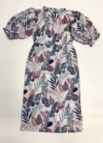 Cream Floral A-line Dress- ref 2 - Resale item - Approx 14-16