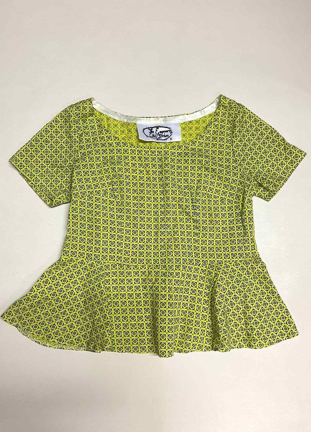 Lime Green Peplum Crop-Top - ref 100 - Resale item - Approx 12-14