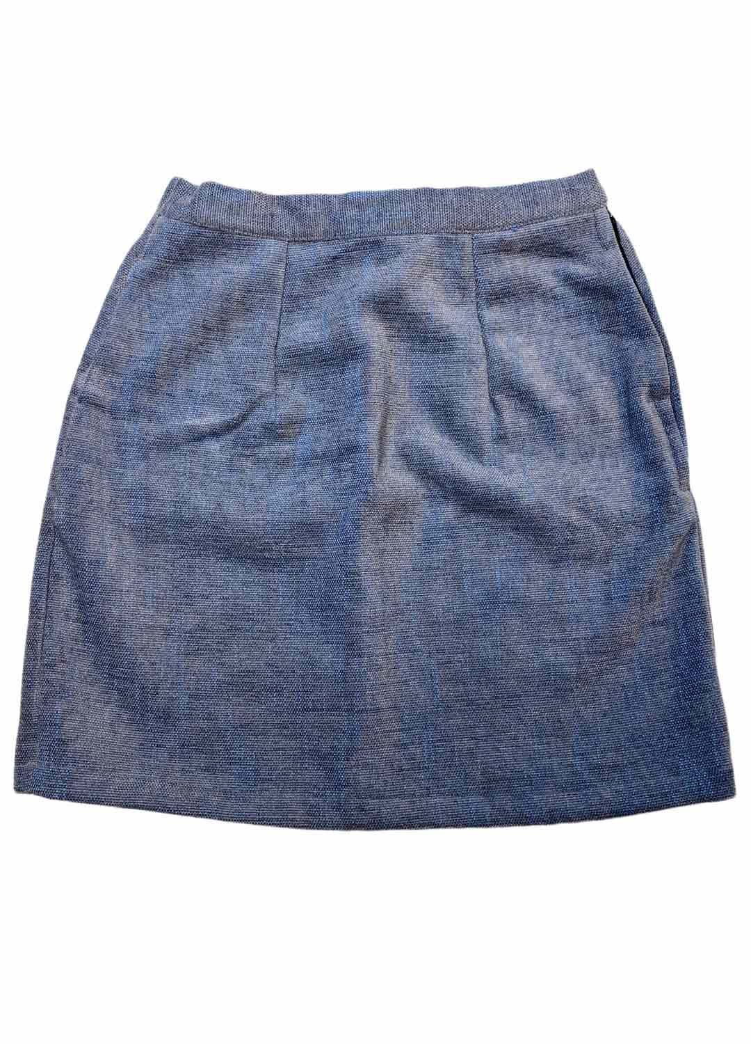 Blue brocade mini skirt - ref 264 - Resale item - UK 14-16