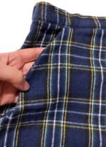 Navy check brushed cotton trousers - ref 242 - Resale item - Approx UK 22-24