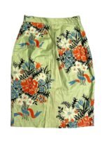 Green floral patterned cotton pencil skirt two piece - Ref 226/227 - Resale item - UK 10-12