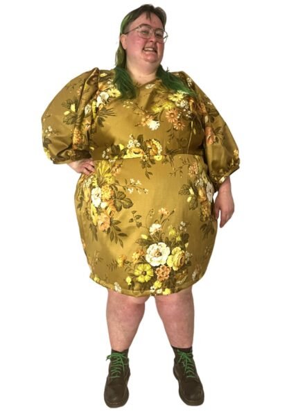 Golden floral wrapover minidress - ref 135 - Resale item - UK 30-32