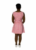 Pink + white checked A-line dress - ref 118 - Resale item - UK 12-14