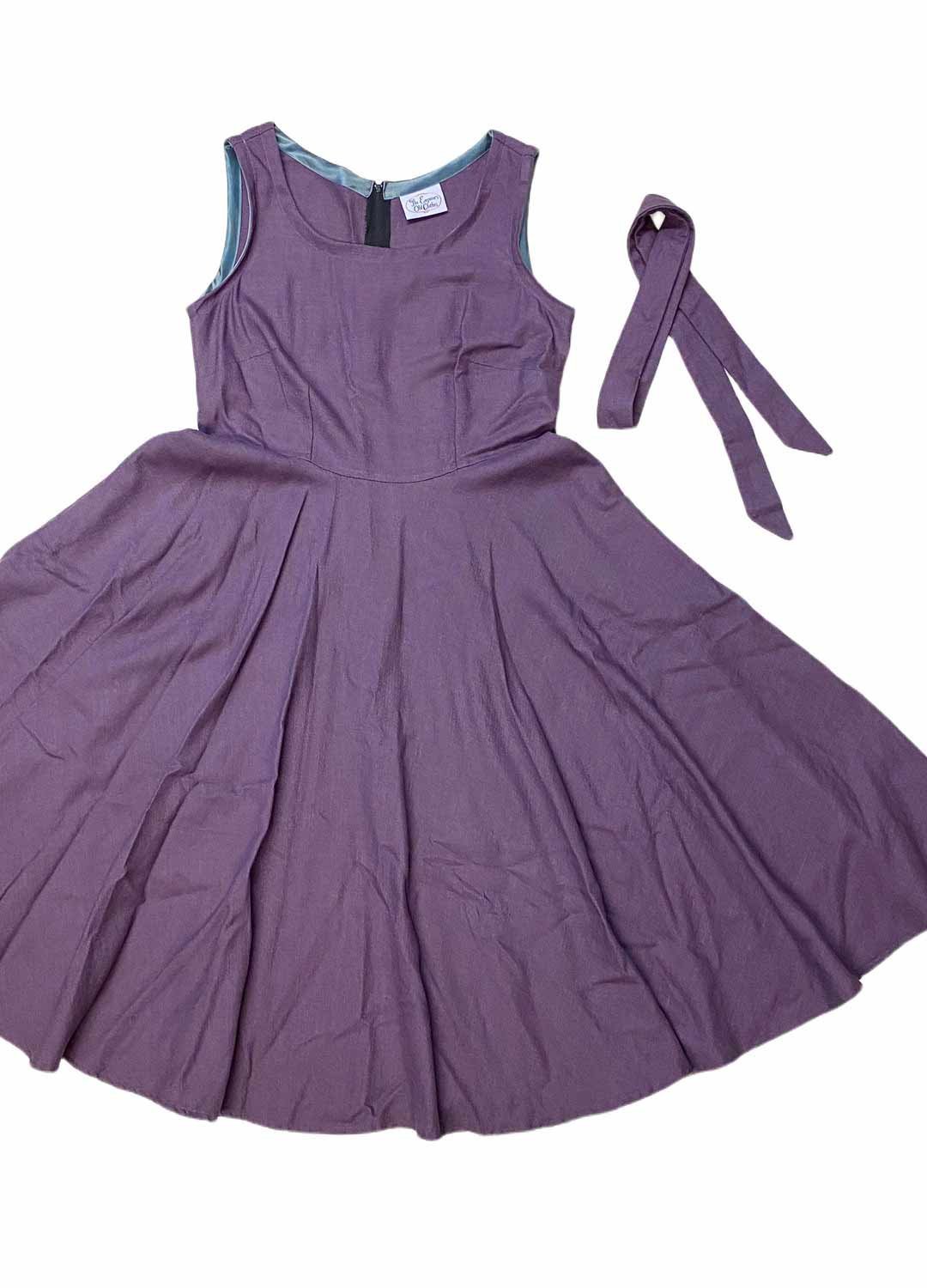 Purple linen-viscose Skater Dress - ref 265 - Resale item - Approx UK 12-14