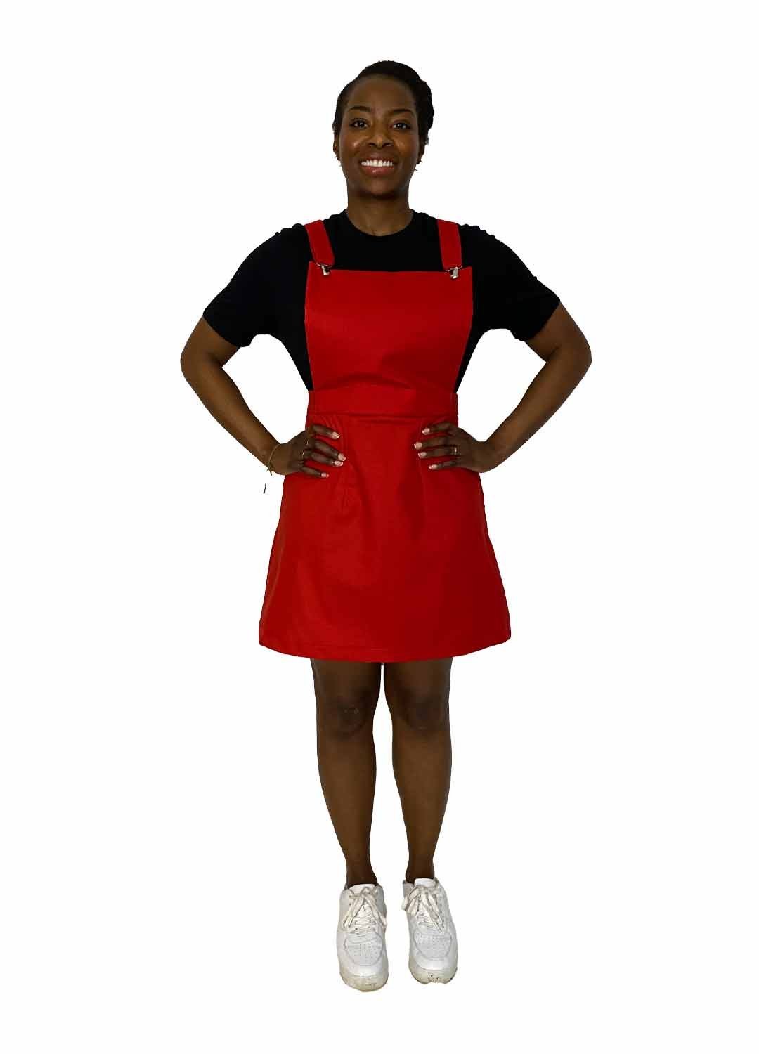 Red A-line dungaree-mini - ref 121 - Resale item - UK 10-12