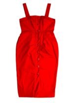 Red Button Up Cotton Strap Pencil Dress - ref 243 - Resale item - Approx 10-12