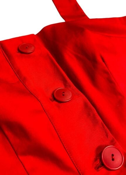 Red Button Up Cotton Strap Pencil Dress - ref 243 - Resale item - Approx 10-12