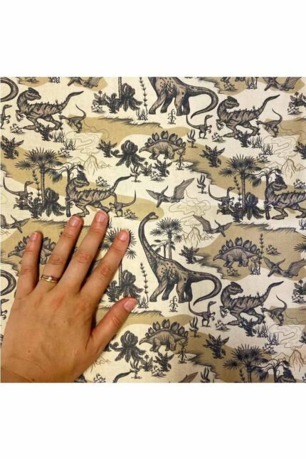Fabric Ref 3276 - Beige Dinosaurs Cotton