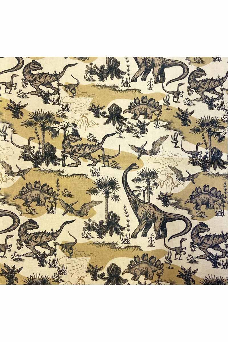 Fabric Ref 3276 - Beige Dinosaurs Cotton