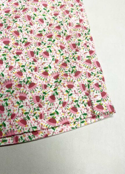 Pink + white ditsy floral cotton wide leg trousers - ref 166 - Resale item - Approx UK 22-24