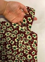 Burgundy floral needlecord A-line strap dress - ref 193 - Resale item - UK 12-14