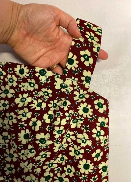 Burgundy floral needlecord A-line strap dress - ref 193 - Resale item - UK 12-14