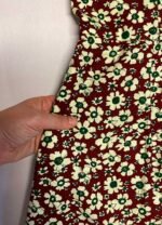 Burgundy floral needlecord A-line strap dress - ref 193 - Resale item - UK 12-14