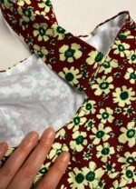 Burgundy floral needlecord A-line strap dress - ref 193 - Resale item - UK 12-14