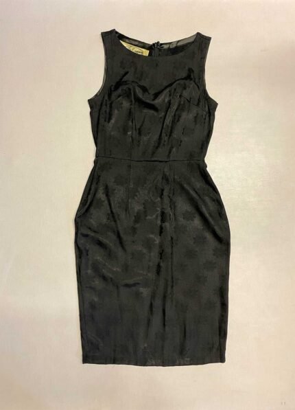 Black floral cotton-mix pencil dress- ref 53 - Resale item - Approx 6-8
