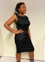 Black floral cotton-mix pencil dress- ref 54 - Resale item - Approx 10-12