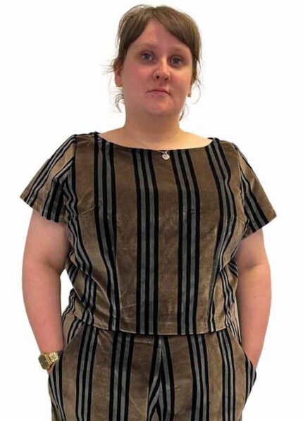 Brown Striped Crop Top - ref 109 - Resale item - Approx UK 18-20