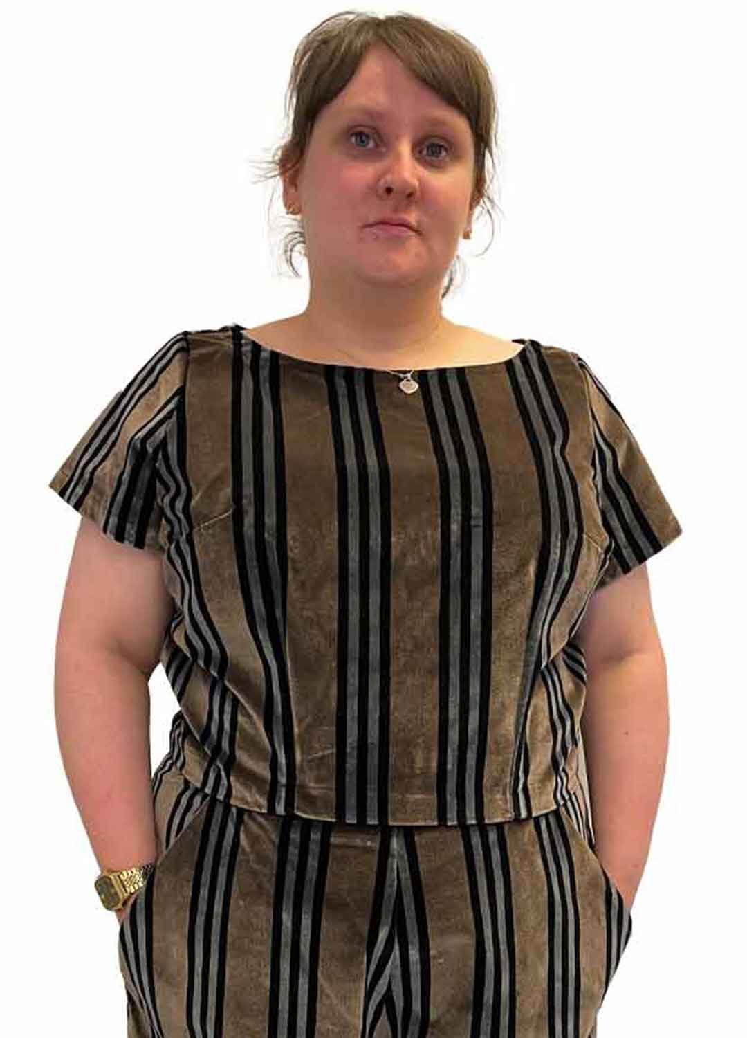 Brown Striped Crop Top - ref 109 - Resale item - Approx UK 18-20 1 Brown Striped Crop Top - ref 109 - Resale item - Approx UK 18-20