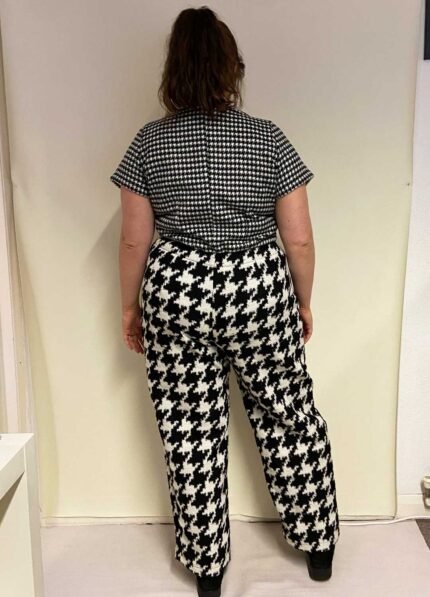 Monochrome houndstooth wool-mix classic jumpsuit - ref 162 - Resale item - Approx UK 18-20