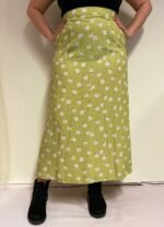 Green floral + dotty viscose A-line skirt- ref 172 - Resale item - Approx UK 14-16