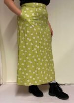 Green floral + dotty viscose A-line skirt- ref 172 - Resale item - Approx UK 14-16