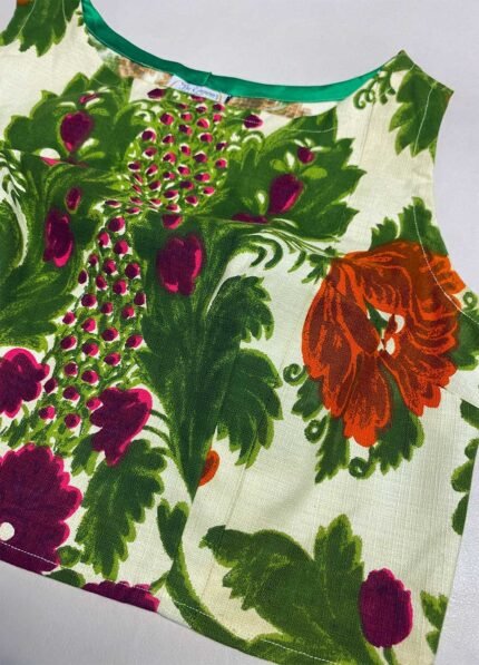 Big bloom vintage cotton crop top - ref 174 - Resale item - Approx UK 10-12
