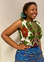 Big bloom vintage cotton crop top - ref 174 - Resale item - Approx UK 10-12
