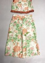 Cream big bloom print satin culottes two piece - ref 168 - Resale item - Approx UK 14-16