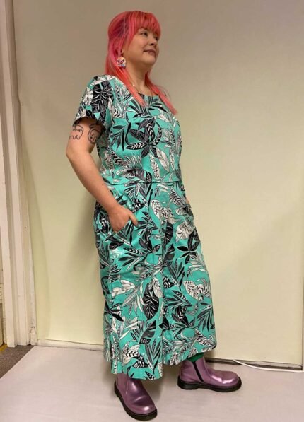 Mint leafy print Crop Top - ref 178 - Resale item - Approx UK 12-14