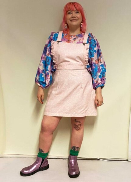 Pink terrazzo cotton dungaree-mini - ref 192 - Resale item - Approx UK 12-14