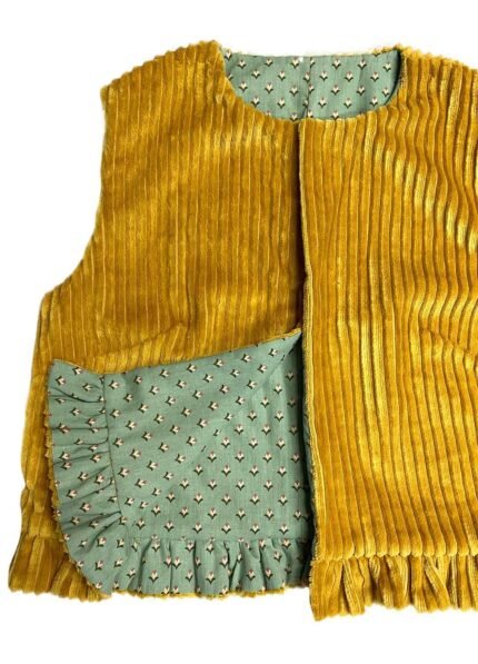 Yellow Corduroy Cropped Jacket - ref 217 - Resale item - Approx UK 12-14
