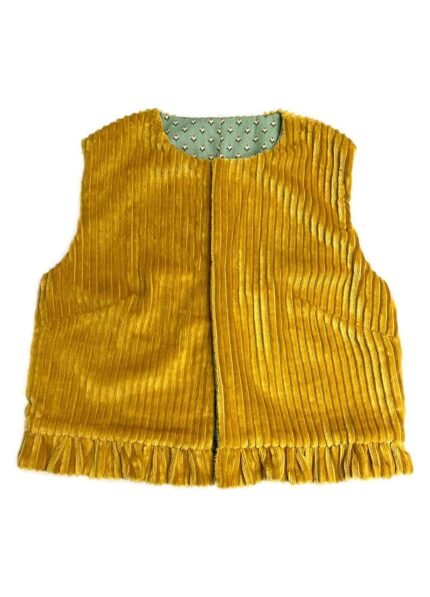 Yellow Corduroy Cropped Jacket - ref 217 - Resale item - Approx UK 12-14