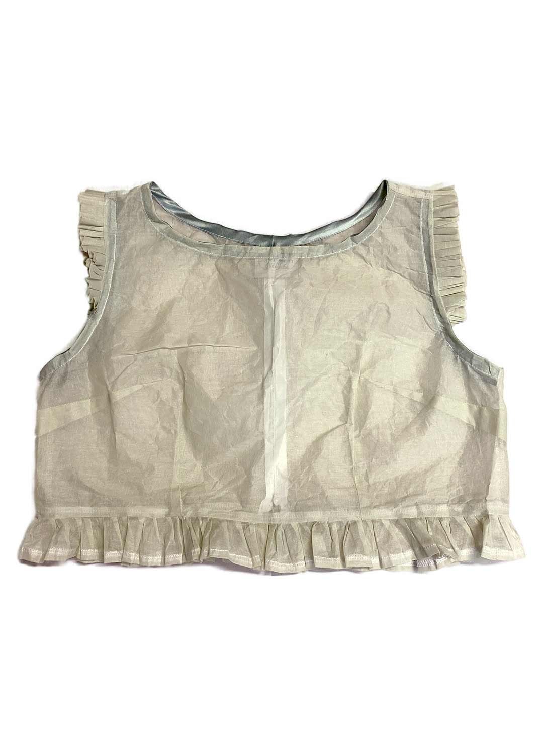 Stone organdy cotton crop top - ref 212 - Resale item - Approx UK 12-14 1 Stone organdy cotton crop top - ref 212 - Resale item - Approx UK 12-14