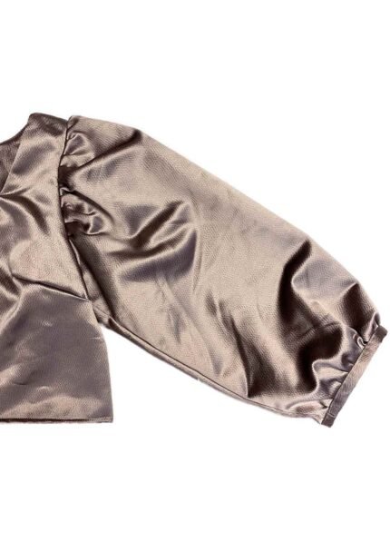 Taupe textured satin crop top - ref 219 - Resale item - Approx UK 12-14