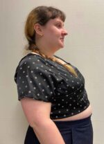 Black Satin Spot Crop top- ref 73 - Resale item - Approx 18-20