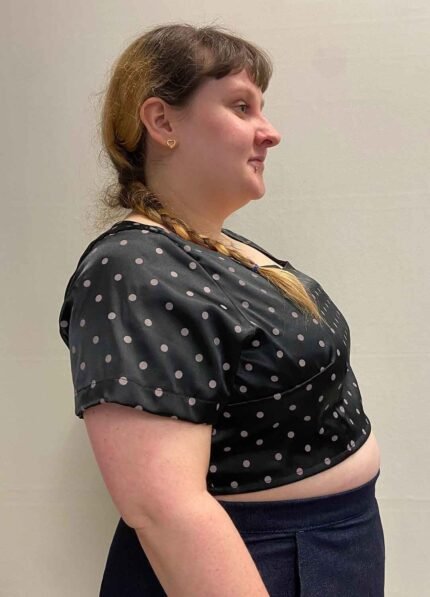 Black Satin Spot Crop top- ref 73 - Resale item - Approx 18-20