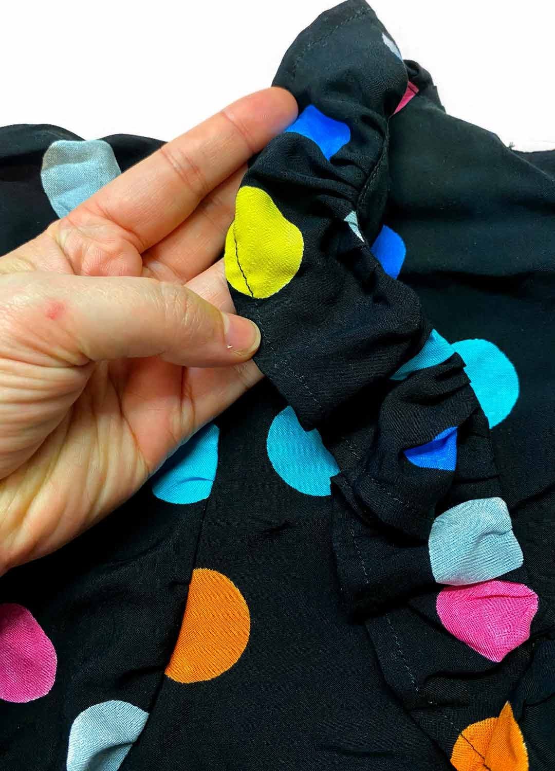 Black polkadot cotton tee - ref 263 - Resale item - Approx UK 22-24