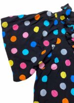 Black polkadot cotton tee - ref 263 - Resale item - Approx UK 22-24