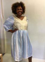 Gold + Blue silk / satin Tea Dress - ref 149 - Resale item - Approx UK 12-14