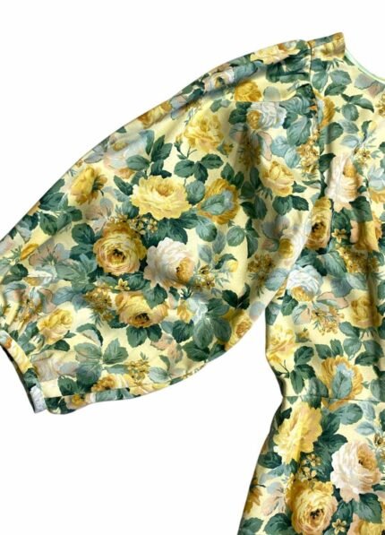 Vintage floral yellow mini dress - ref 205 - Resale item - UK 14-16