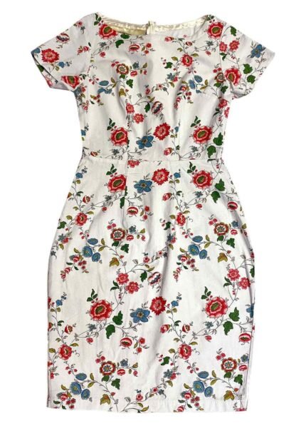 Floral vintage cotton pencil dress- ref 224 - Resale item - Approx 10-12
