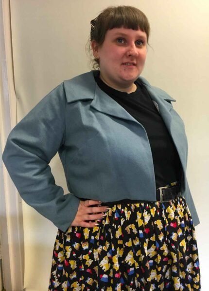 Blue Cropped Jacket - ref 157 - Resale item - Approx UK 18-20