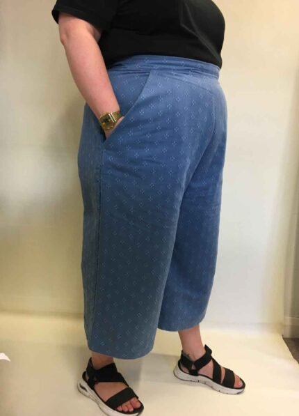 Blue textured cotton Culottes - ref 159 - Resale item - Approx 18-20