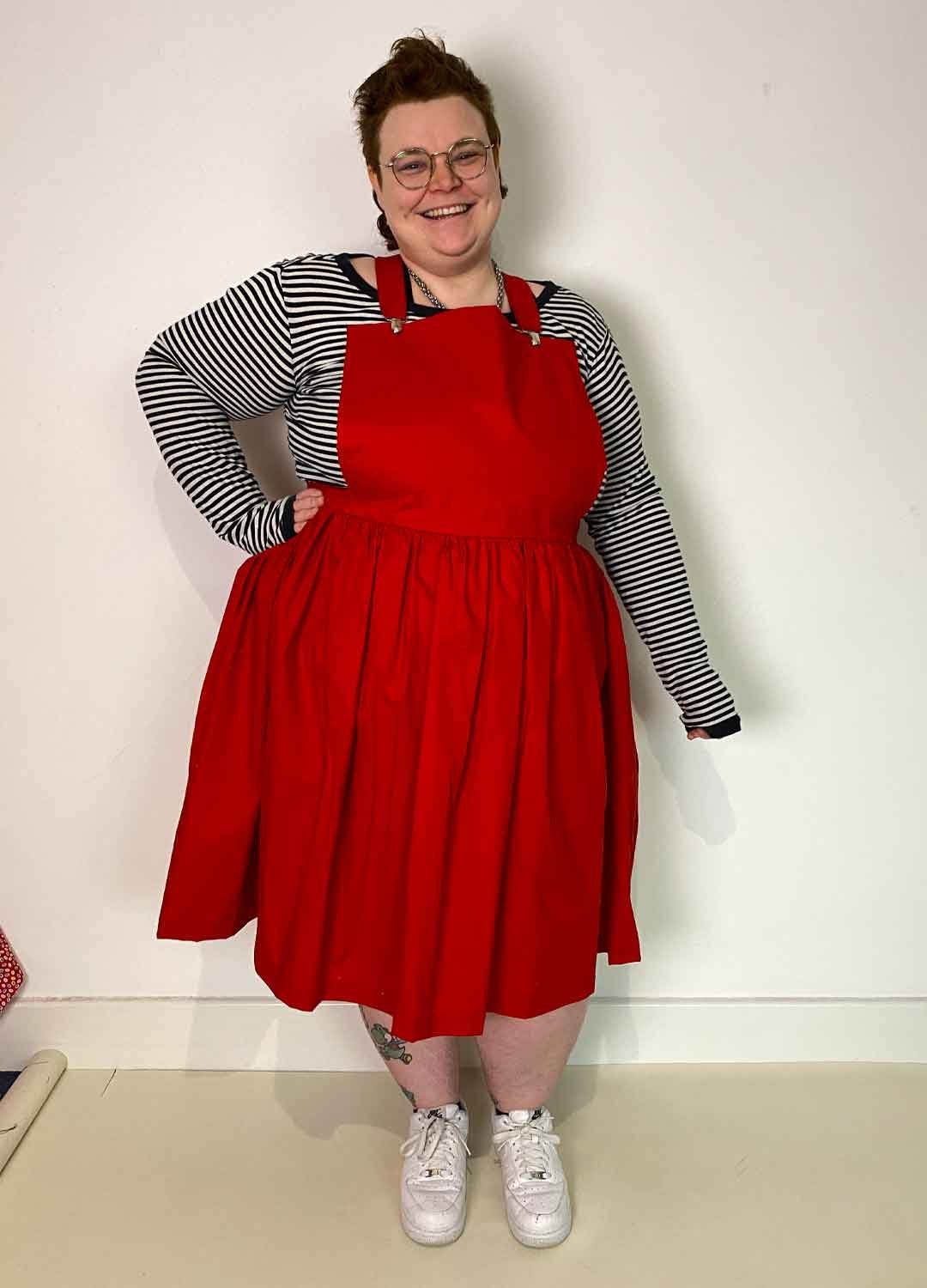 Red gathered pinafore - ref 161 - Resale item - Approx UK 22-24 1 Red gathered pinafore - ref 161 - Resale item - Approx UK 22-24